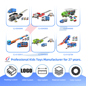 Chengji <span class=keywords><strong>Jouet</strong></span> de transport pour enfants : <span class=keywords><strong>Voiture</strong></span> de transport de dinosaures transformable, pliable, avec rails en alliage et fonction de glisse, et camion porte-conteneurs portatif - Product Image 4