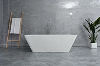 Baignoire autoportante moderne de luxe en acrylique blanc Surface solide Ovale Intérieur/Extérieur Adultes Trempage Rectangle Egouttoir Appartement