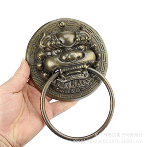 Chinese Antique <b>Style</b> Lion <b>Head</b> Door Knocker Brass 13.7x19.5cm Outdoor Durable Handle - Product Image 3