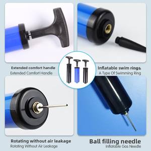 JUNYE BPJY004 Pompa ad aria manuale portatile in plastica ad alta pressione, resistente e leggera, per palloni <span class=keywords><strong>da</strong></span> calcio (Nero/Blu/Colori personalizzati) - Product Image 6