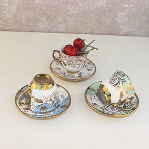 Ensemble de 6 tasses à expresso en céramique 51-100 ml, tasses à thé et soucoupes en porcelaine avec chauffe-tasses et réchaud, coffret cadeau - Product Image 4