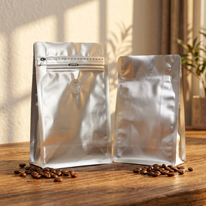 Sacs à café en grains en stock avec valve, fond plat, anti-odeur, écologiques, durables, refermables, anti-odeur, directement de l'usine, 50 pièces - Product Image 3