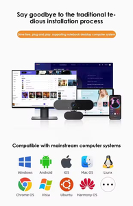 Webcam Plug and Play pour ordinateur de bureau et portable, caméra dédiée au <span class=keywords><strong>streaming</strong></span> en direct, caméra HD avec microphone, mini caméra pour ordinateur - Product Image 5