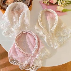 Fashion Combination Dropship Agent Garden Lace <b>Headband</b> Triangle Scarf <b>Headband</b> French Retro Plaid Sweet <b>Cute</b> Headscarf Agent - Product Image 3