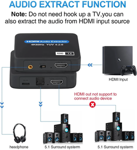 TV-link 4K 60Hz HDMI1.4 HDCP1.4 <span class=keywords><strong>ARC</strong></span> a Extractor de Audio 5.1 Óptico Toslink SPDIF, Adaptador Convertidor para PS5 <span class=keywords><strong>PS4</strong></span> - Product Image 3