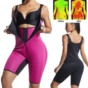 Tam vücut Sauna takım elbise ter neopren takım elbise Slim Bodysuit bel eğitmen fermuar Shapewear kilo kaybı Sauna takım elbise