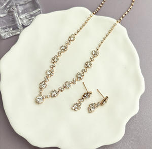 Conjunto de Collar y Pendientes de Moissanita para Mujer, <span class=keywords><strong>Accesorios</strong></span> para Vestido de Novia, Pendientes de Cadena para Clavícula Modernos y Sencillos - Product Image 3