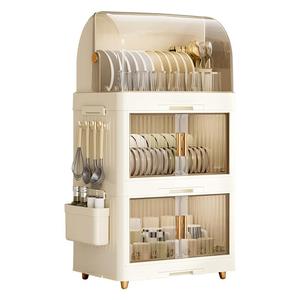 Escurridor de Platos y Tazones de Gran Capacidad, Multicapa, Antipolvo, Tipo Piso, con Tapa, Organizador de Platos para Cocina - Product Image 6