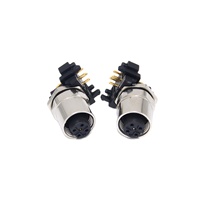 Conector de montaje PCB para sensor de automatización, M12, 5 pines, ángulo de Bcode