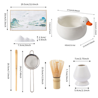 Bol à matcha en porcelaine écologique avec logo personnalisé, motif canard mignon, accessoire de cérémonie du thé japonais, fouet en céramique biologique Chasen, kit à matcha