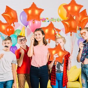 Globo de Estrella Naranja, Globo Metálico de Mylar de 18 Pulgadas para Baby Shower y Fiestas - Product Image 4