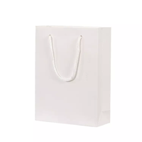 High Quality Beautiful White Cardboard Luxury Recyclable Biodegradable Paperboard Bag Hand Length Handle Supermarket Promotion