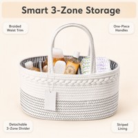 Panier de rangement en corde de coton avec logo couleur personnalisé, OEM ODM, sac fourre-tout tissé à la main avec séparateur amovible pour bébé, usage multifonctionnel