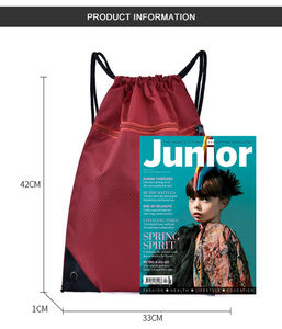 Sac à dos à cordon de serrage pliable, personnalisé, imprimé, multicolore, pour enfants, école, sport, marathon, en polyester 210D, pour l'extérieur - Product Image 2