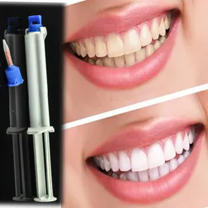 치과 표백 명백한 효과 치아 미백 액세서리 5ml/2.5ml 믹싱 젤 팁/듀얼 배럴 주사기 젤
