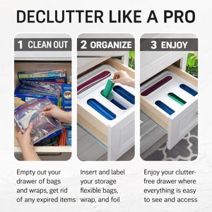 <b>Storage</b> Bag Organizer with clear Window Stackable <b>Storage</b> <b>Drawer</b> Acrylic <b>Plastic</b> Bag <b>Storage</b> Kitchen Ziplock Bag Organizer - Product Image 3