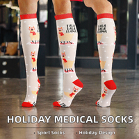 Nouvelles chaussettes de compression sportives pour infirmières, à motif de Noël et d'Halloween, tricotées, avec revers, pour l'hiver et les fêtes, pour les varices
