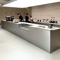 Comptoir de réception d'angle commercial personnalisé en acier inoxydable pour bars, caisses enregistreuses, salons de thé, cafés et hôtels