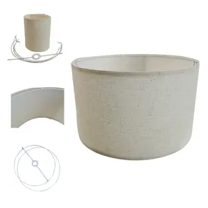 Wholesale New Style Drum Fabric PVC Foldable KD Lampshade Creative Save Size Easy To Assemble Knocked Down Fabric Lamp Shades