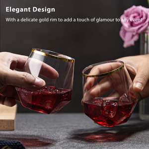 Verres et Gobelets Incassables en <span class=keywords><strong>Plastique</strong></span> PET <span class=keywords><strong>Réutilisable</strong></span> de 355 ml, Bord Doré, Sans Pied, pour Bar, Fête, Soda, <span class=keywords><strong>Champagne</strong></span> et Whisky - Product Image 5