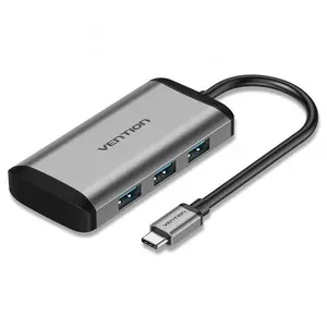 Type-C to USB3.0*4/PD Hub 0.15M Gray Metal Type