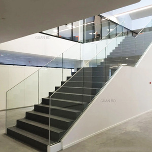 Rampe en verre pour balcon, intérieur, sans cadre, main courante d'escalier, fondation en <span class=keywords><strong>ciment</strong></span>, échelle, simplicité moderne, projet intégré au sol - Product Image 4