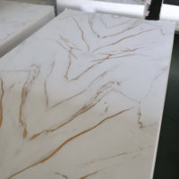 Revêtement UV durable, plaque de marbre UV légère, panneau en PVC imitation marbre pour revêtement mural intérieur d'hôtel, villa, commerce
