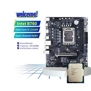 Nuevo Kit de placa base B760 para PC de escritorio de 2017 compatible con NVMe M2 PCIe4.0 e Intel Core I3 12100F CPU <span class=keywords><strong>DDR4</strong></span> B760 placa base - Product Image 1