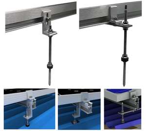 Diy Universal Liga de Alumínio Pv Racking Rail l Foot End <span class=keywords><strong>Clamp</strong></span> Mid <span class=keywords><strong>Clamp</strong></span> Hardware Painel Solar Roof Mount Kit - Product Image 4