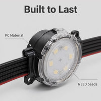 Vente en gros de lumières LED RGB à points de pixels personnalisées DC24V 35mm IP67 étanches en matériau PC pour décorations de Noël en extérieur, garantie 3 ans