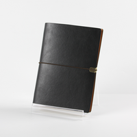 Journal classique en cuir à couverture souple noir A5 classeur à anneaux à feuilles mobiles personnalisé avec bande élastique