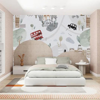 Étoiles préférées lune nuages blancs enfants mur Arts encre à base d'eau Papier Peint Mural pour bébé garçon fille papier peint pour chambre