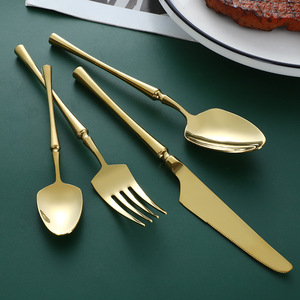 Ensemble de couverts en acier inoxydable de style occidental, couteau, fourchette, cuillère, pour dîner de fête, vaisselle de table, couleur unie de qualité 304 - Product Image 3