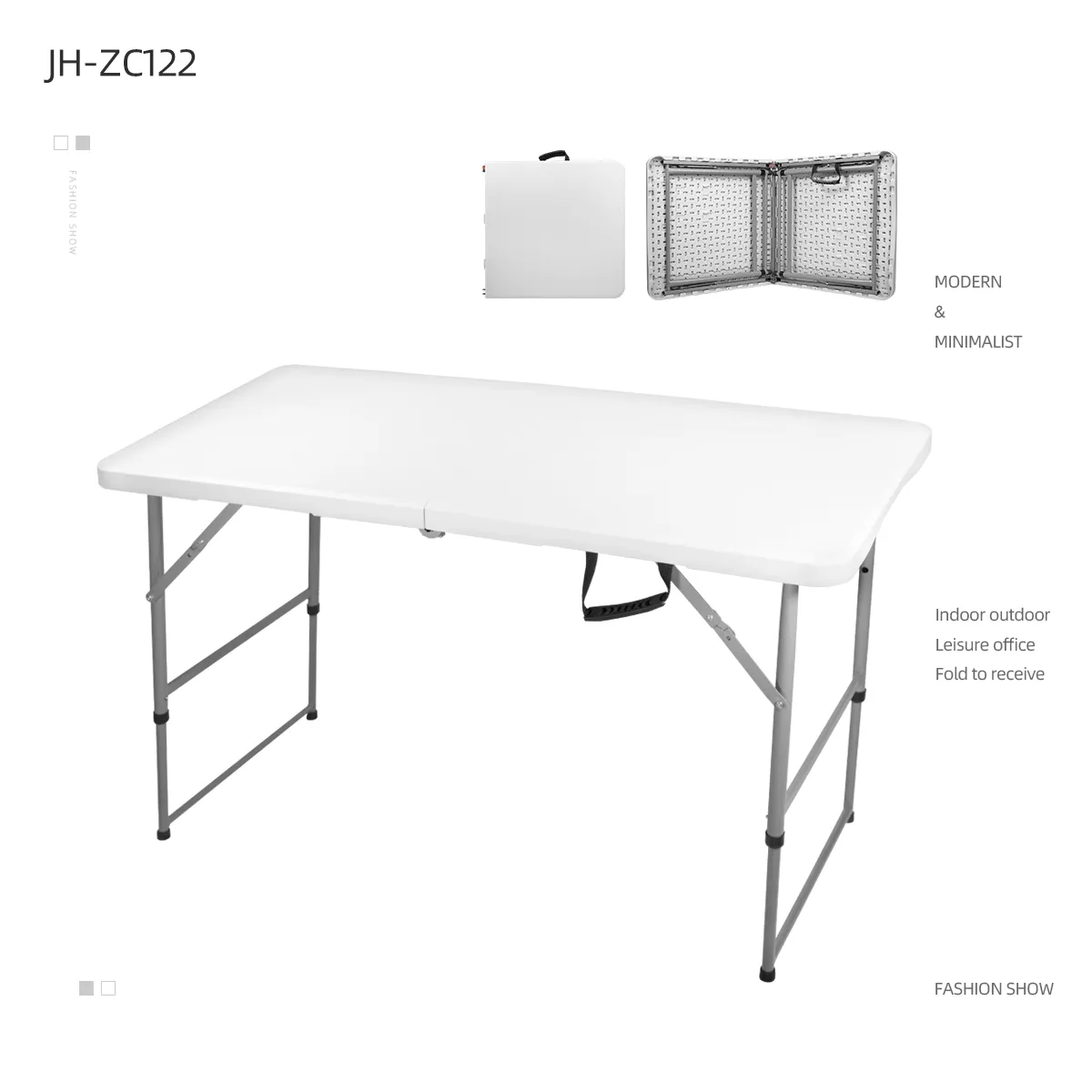 adjustable 4ft plastic desk table folding legs 4ft folding in half table