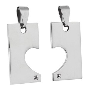 Ciondolo a Cuore Spezzato in Acciaio con Strass, Componenti e Accessori per Gioielli - Product Image 1