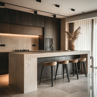 Meubles de cuisine modernes KOJOON, armoires de rangement en bois bleu marine, meubles intelligents en bois massif, îlot de cuisine de luxe, ensemble d'armoires de cuisine