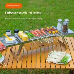 <span class=keywords><strong>Barbecue</strong></span> portable pliable en acier inoxydable pour extérieur avec grille amovible pour la maison, le jardin, le camping et la table - Product Image 1