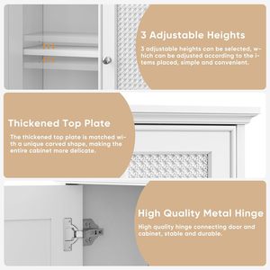 ตู้ยาติดผนังแบบขายส่ง ประตูไม้ ชั้นวางปรับได้ สำหรับห้องน้ำ - Product Image 5