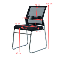 Chaise de bureau à dossier en maille avec base en fer, chaise de conférence noire à structure métallique robuste pour salle d'attente, vente en gros