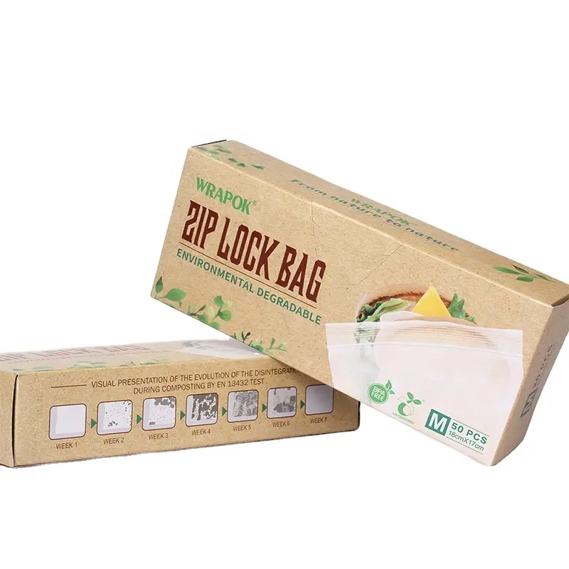 Compostable Packaging 100% Biodegradable Food Freezer Plastic Ziplock Bags