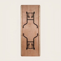 91,4 cm x 243,8 cm Moderner Klappbarer Holz-Esstisch mit Metallbeinen in Natürlicher Ausführung für Restaurant- und Hoteleinsatz