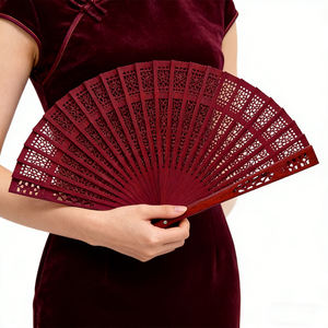 Abanico Plegable de Madera Negra de Fábrica, Abanicos de Mano Vintage de Bambú Tallado Hueco para Regalo de Boda, Fiesta o Cumpleaños - Product Image 5