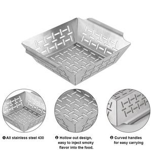מחורר 3 חתיכות כיכר עגול מנגל Veggie גריל סל ווק צלייה סלי סט נירוסטה ירקות גריל ווק צילינדר - Product Image 2