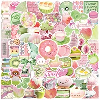 100 autocollants imprimés découpés en PVC imperméables, mignons, roses et verts, style VSCO Graffiti, pour ordinateur portable, bouteille, décoration Kawaii, aliments