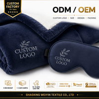 Ensemble couverture et oreiller de voyage pour avion avec logo personnalisé, oreiller de nuque, masque pour les yeux, sac fourre-tout, boîte cadeau pour hôtels, compagnies aériennes, cadeaux d'entreprise