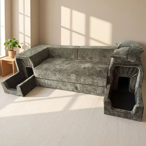 Sofá de Lujo para Mascotas, Cama Personalizada para Perros y Gatos, Nuevo Diseño, Tela de Chenilla Suave Verde, Sofá Comprimido - Product Image 2