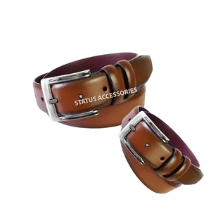 Fabbrica accetta Logo personalizzato marchio all'ingrosso prezzo Stacy Adams Mens Russell 35mm liscio bordo piuma cintura abito grande e alto