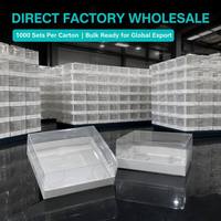 Boîte d'emballage pliable carrée en PET transparente et durable à 2 compartiments, écologique et jetable, pour cheesecake semi-cuit, sandwich et pizza