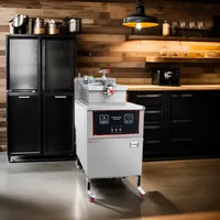 Freidora a Presión Eléctrica Comercial Programable para Pollo Broaster Tipo KFC con Filtro de Aceite
