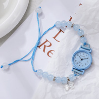 Montre à quartz délicate et élégante pour femmes, bracelet rétractable en perles de papillon Laipute, montre-bracelet pour filles, à porter au quotidien, cadeau
